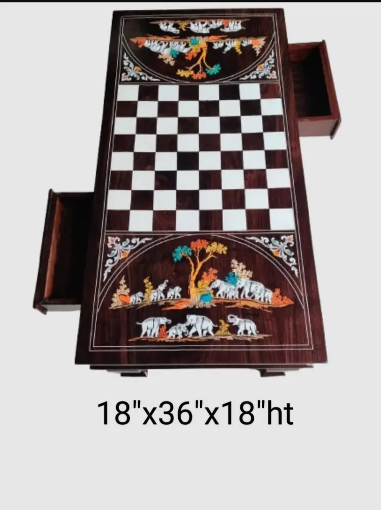Rosewood Inlay Chess Table