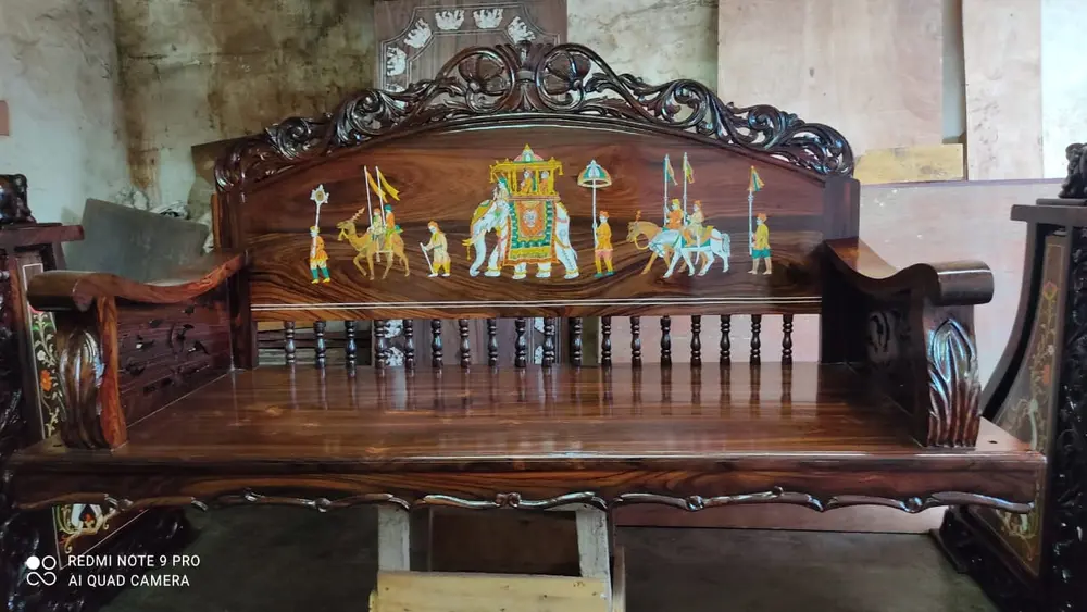 Hand-carved Rosewood Swing - 077